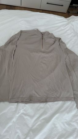 H&M Sport Longsleeve Reissverschluss beige Grösse M