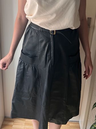 Vintage Lederrock Schwarz mit Gürtel