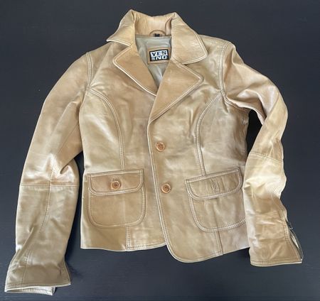 Giacca vintage in vera pelle 'YES or NO' - Beige!