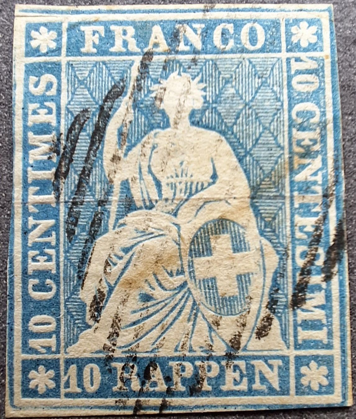 Alle Briefmarken: Strubel 23E.b Kat. 600.- mit klein Attest – Gebraucht aus Balgach von SIMEON27