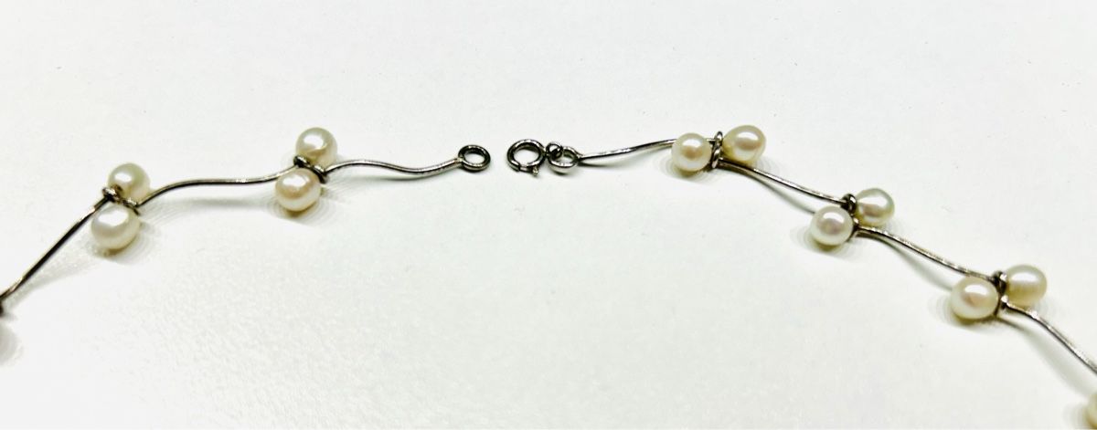 Catenine: Silberhalskette mit Perlen, elegant & zeitlos! – Usato da Gunten venduto da starfish3 2