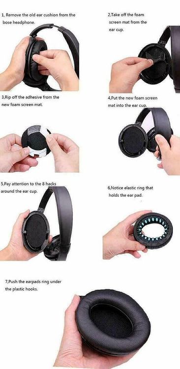 Ersatz Ohrpolster Bose QuietComfort QC15 QC25 QC35 Kopfhörer (Neu ...