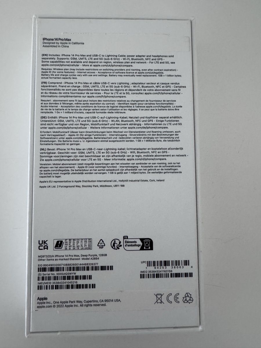 Apple Telefoni cellulari / Smartphones: iPhone 14 Pro Max Deep Purple 128GB mit Zubehoer – Usato da Schliern b. Köniz venduto da Melom 1
