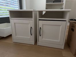 2× IKEA SONGESAND Ablagetisch/Nachttisch - Weiss - 42×40 cm