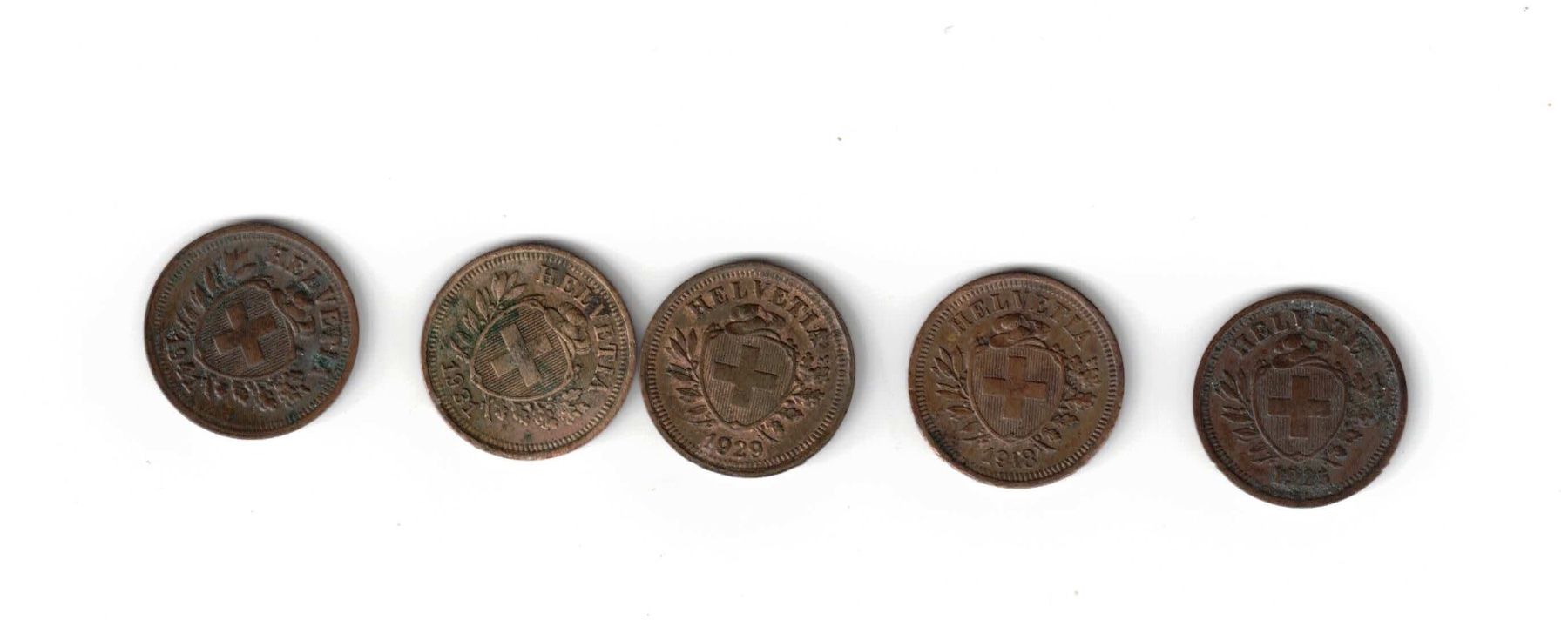 Tutti le monete: 5 x alte1 Rappen – Usato da Bottmingen venduto da Golferin