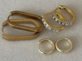 Luxus Elegante Trio Mini Ohrstecker Farbe :Gold