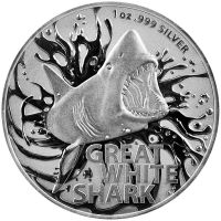 1 OZ UNZE SILBER GREAT WHITE SHARK 2021 DANGEROUS ANIMALS