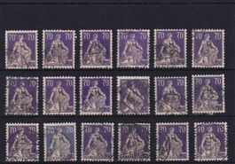 18 Helvetia 70 Rappen gestempelt gemäss Scan, glattes Papier