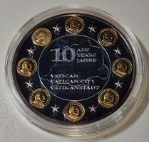 versilberte Medaille 40 mm PP - Vatikan 10 Jahre Euro