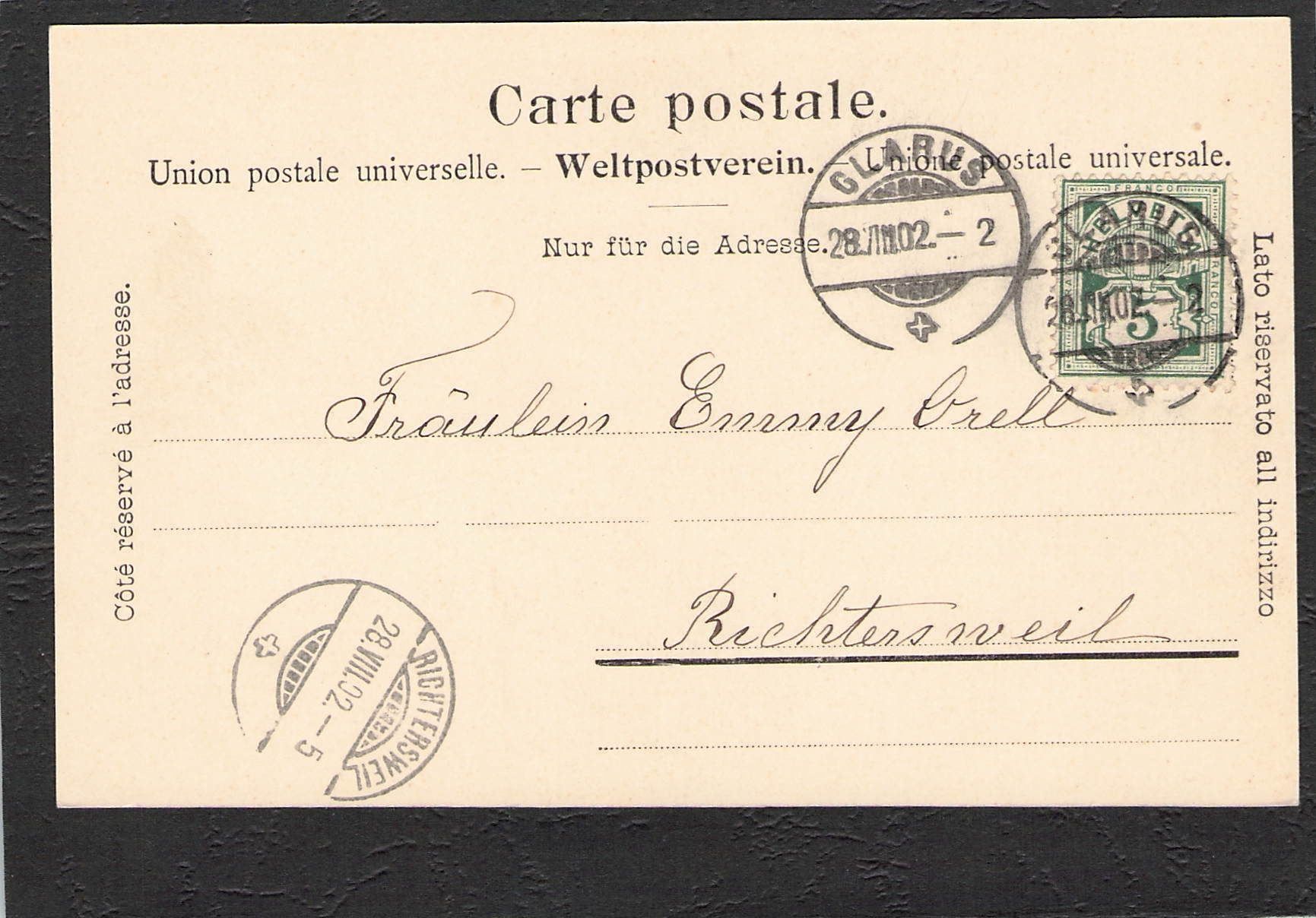 Ansichtskarten: AK, GL Am Klönthalersee,Boot , 1902 – Gebraucht aus Reichenburg von Pipo-67 1