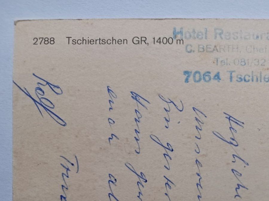Cartoline postali: 2788, Tschiertschen GR, Stempel Tschiertschen 1969 – Usato da Aarau Rohr venduto da mgvw 2