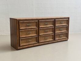 Sideboard Rattanfronten und Messinggriffen, Italien, 70er