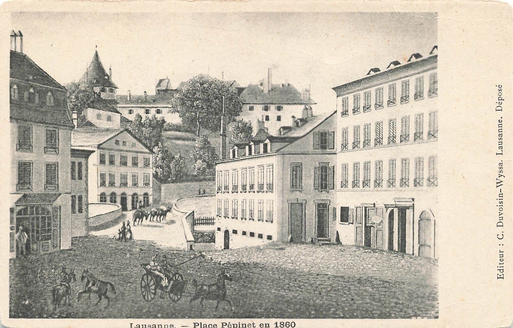Ansichtskarten: Lausanne place pépient en 1860 – Gebraucht aus Biasca von Blenio71