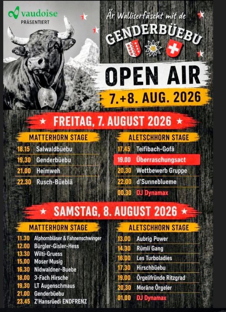 Billets: Genderbüebu Openair Naters / 2-Tages- Ticket – D'occasion à Worben par Hugo32