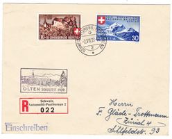 Lettre R. de Olten BPA A267 pour Zürich le 2.VII.39