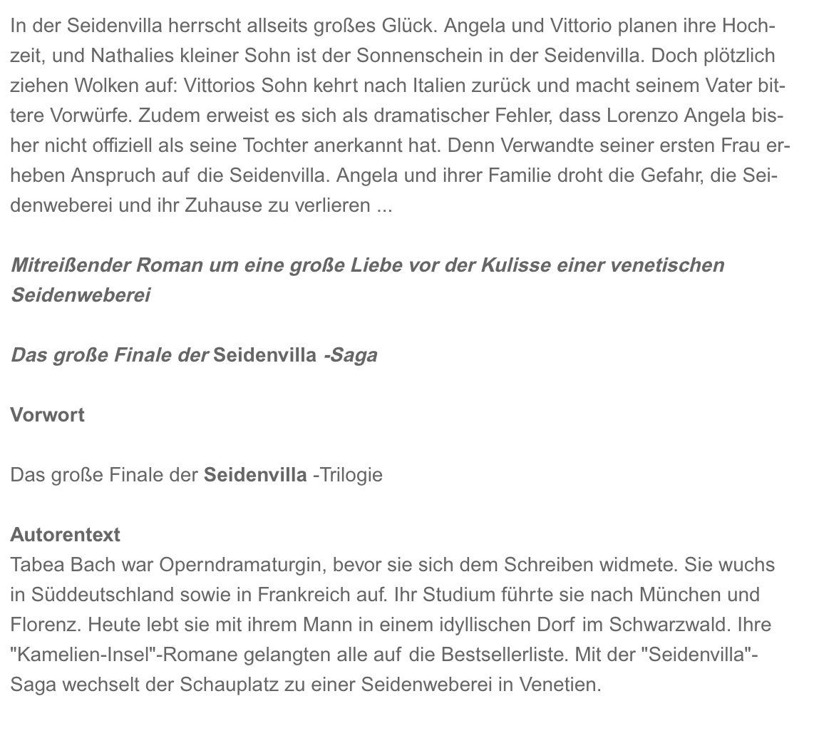 Bücher: Das Vermächtnis der Seidenvilla -  Tabea Bach – Gebraucht aus Frauenfeld von AlphaCentauri_369_ 1