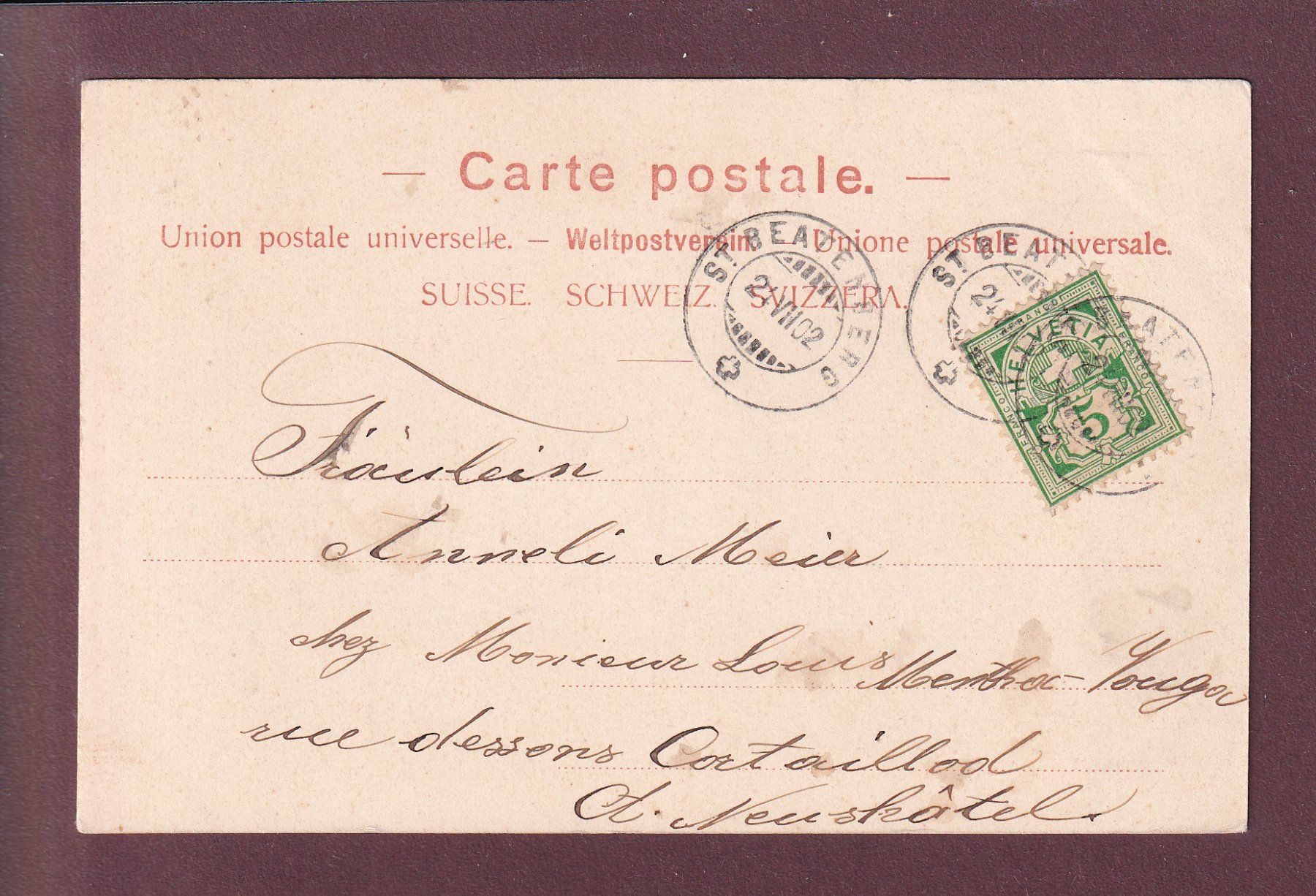 Ansichtskarten: THUN mit den Alpen - 1902 – Gebraucht aus Pully von nicecards 1