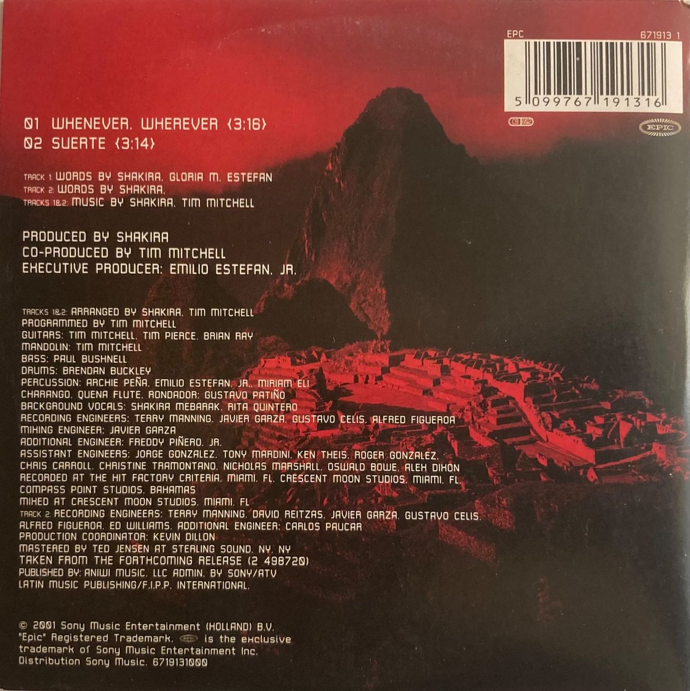 CD: SHAKIRA - WHENEVER, WHEREVER – Usato da Poliez-Pittet venduto da Newtown-Records 1