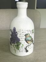 Vintage Deko-Vase mit Vogel-Motiv, Shabby Chic Stil