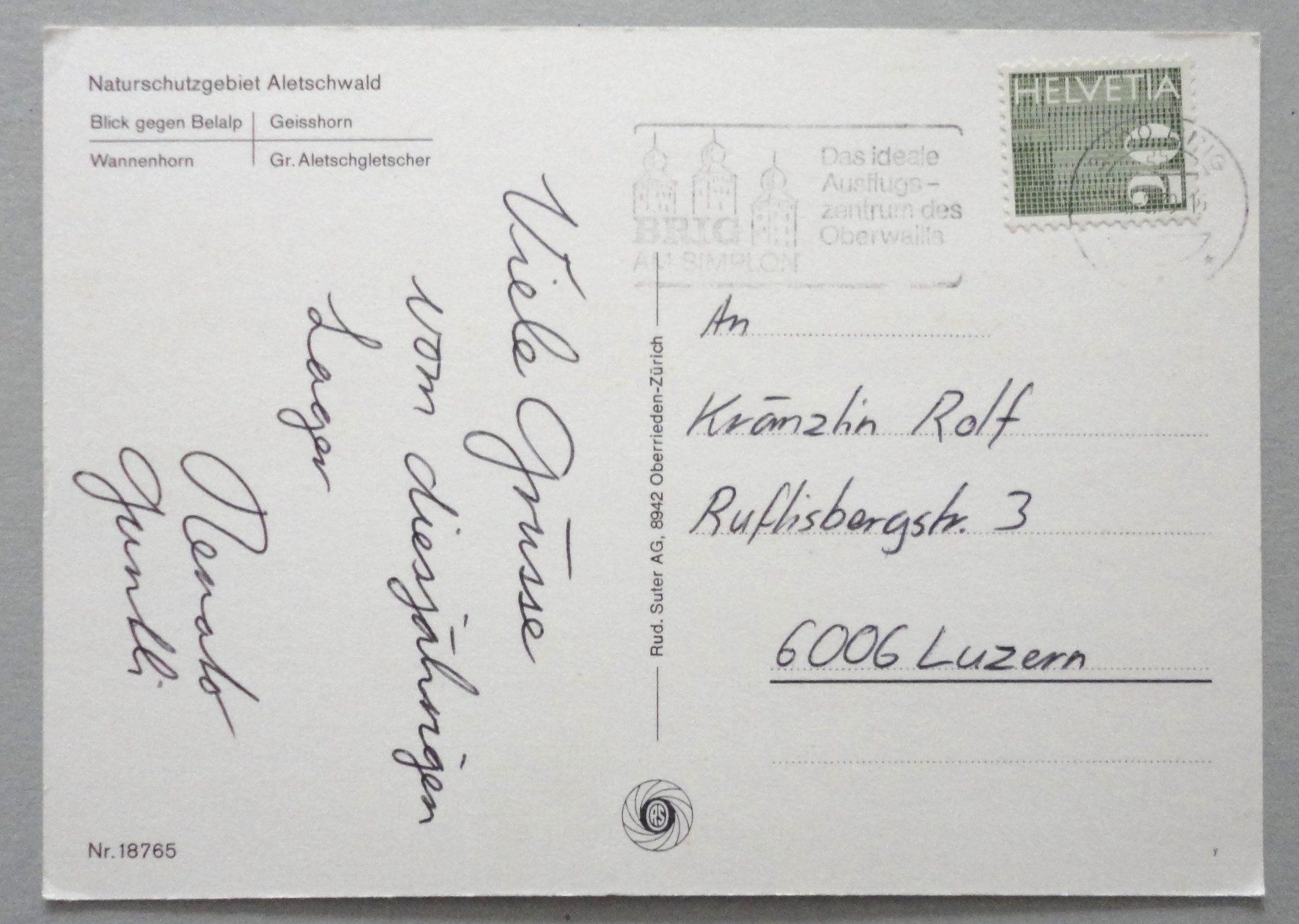 Cartoline postali: Naturschutzgebiet Aletschwald – Usato da Fétigny venduto da Billy2miny 1