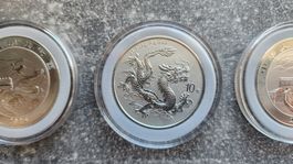 6x Chinese Dragon 2025 1 oz Silbermünzen Feinsilber .999 Set