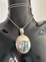Collier vintage avec pendentif en nacre véritable argent 925