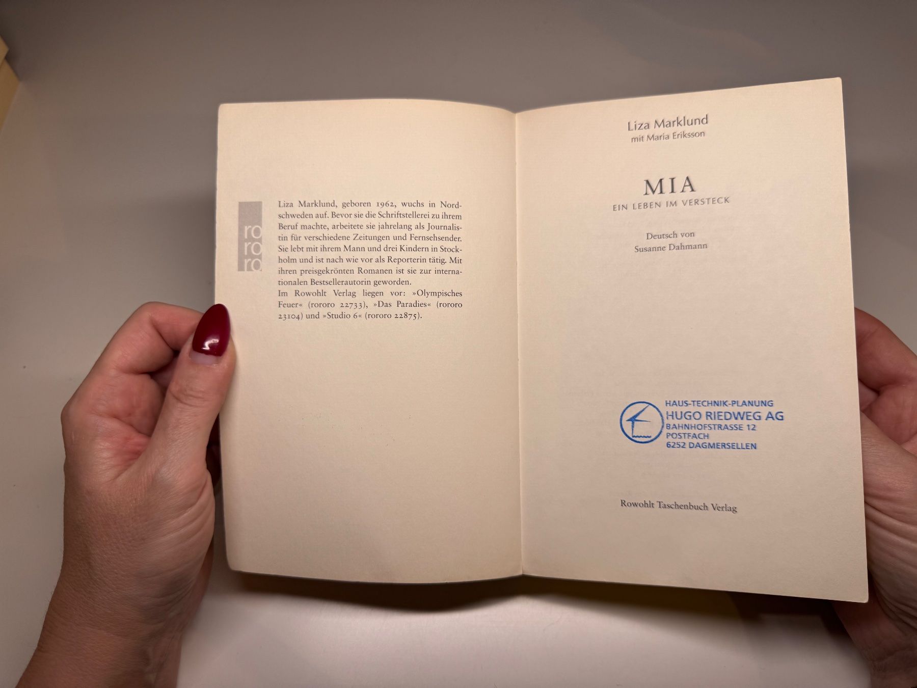 Libri: ROMAN: Liza Marklund, Mia – Usato da Grosswangen venduto da Deutsche_Romane 2