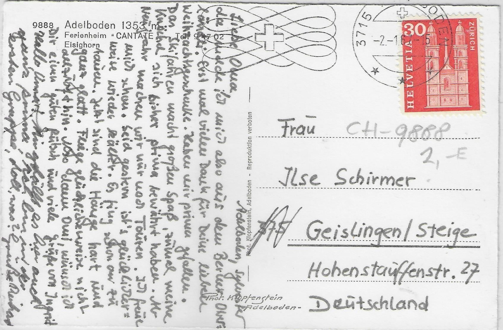 Cartes postales: Adelboden - Ferienheim Cantate – D'occasion à Ettingen par Kartenplanet 1