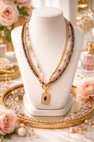 Elegant Multi-Strand Beaded Necklace with Gold Accent