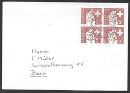 Brief Pro Patria B86 Viererblock gest ET Neuhausen 31.5.1958