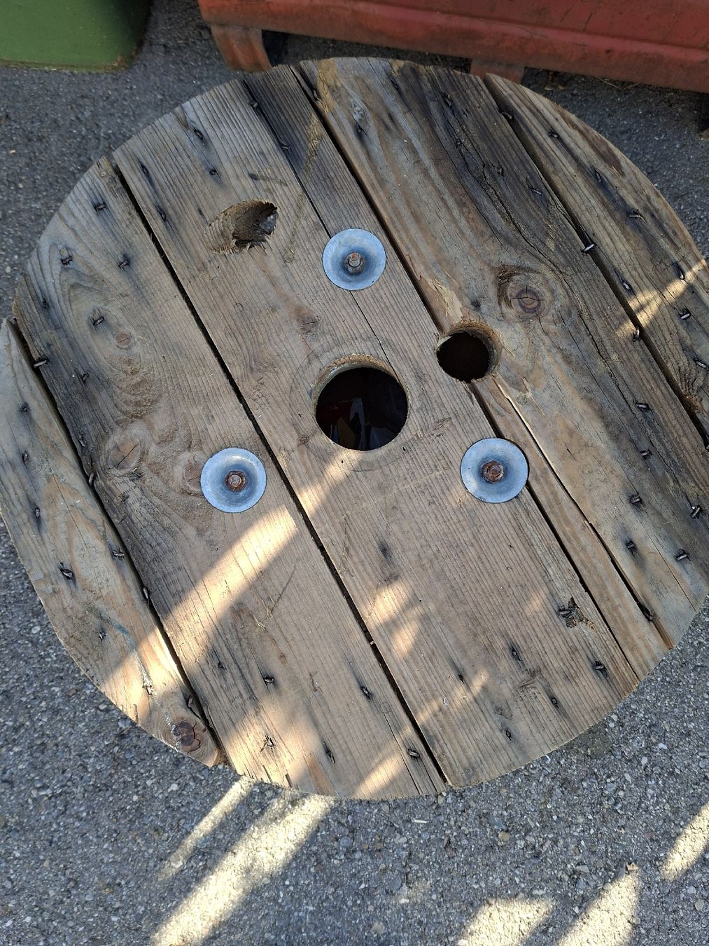 Holzartikel: Holz Bobine, Dekotrommel Tischplatte 63cm – Gebraucht aus Oberhasli von Cortina 1