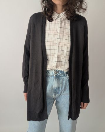 Damen Strickjacke Merinowolle dunkelgrau Gr.44