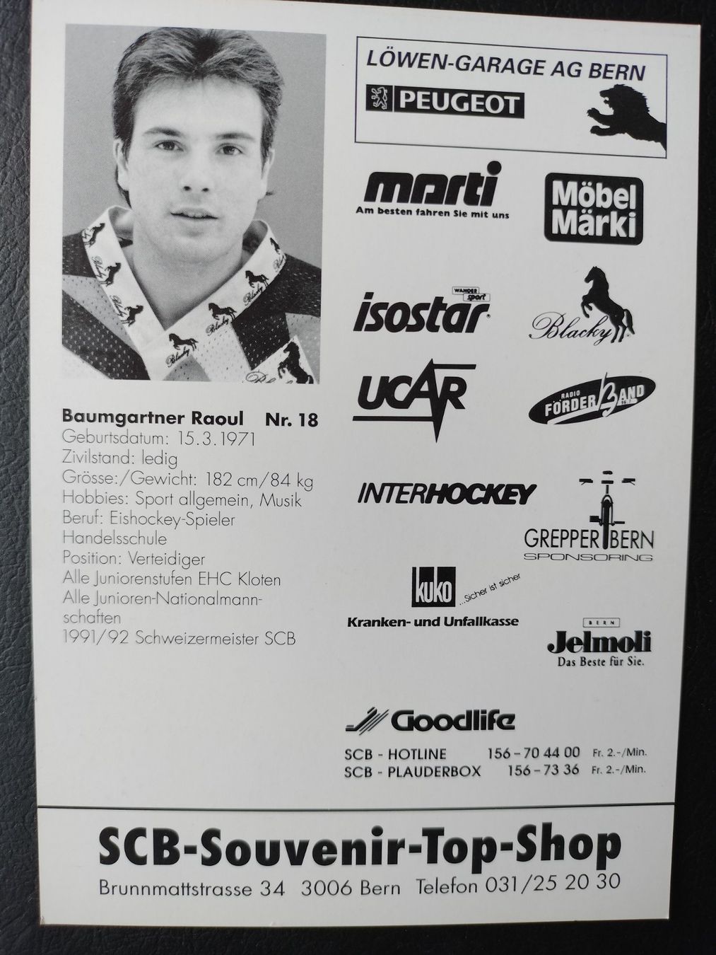 Autografi: SC Bern, SCB Autogrammkarte, Raoul Baumgartner – Usato da Schwanden Sigrisw venduto da len_9yqg 1