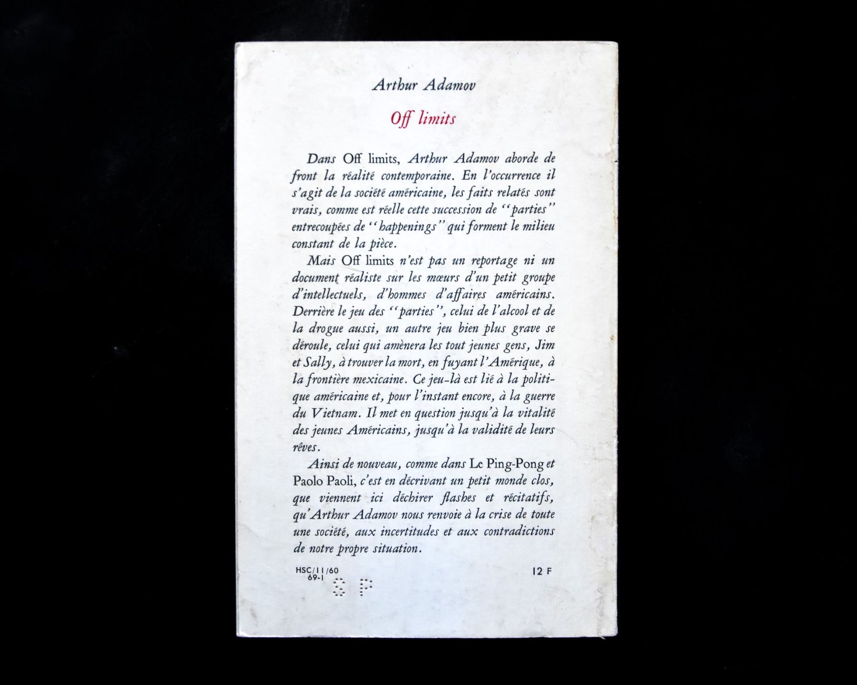 Bücher: Adamov - Off limits (EO 1969) – Gebraucht aus Belmont-sur-Yverdon von bichet02 1