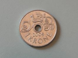 1 Corona norvegese (1 Krone) coniata nel 2009