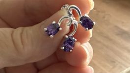Silber-Amethyst- Ohrringe und Anhänger