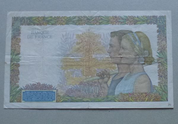 Banconote: Frankreich ++ 500.- Francs 1940 – Usato da Walkringen venduto da Casablanca777 1