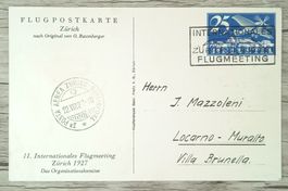 TR09 Carte Postale + Timbre Suisse 1927