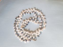 Modeschmuckperlen Halskette / collier 2 rangs perles fantais