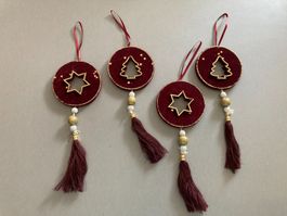 4x Weihnachtsbaumschmuck Samt