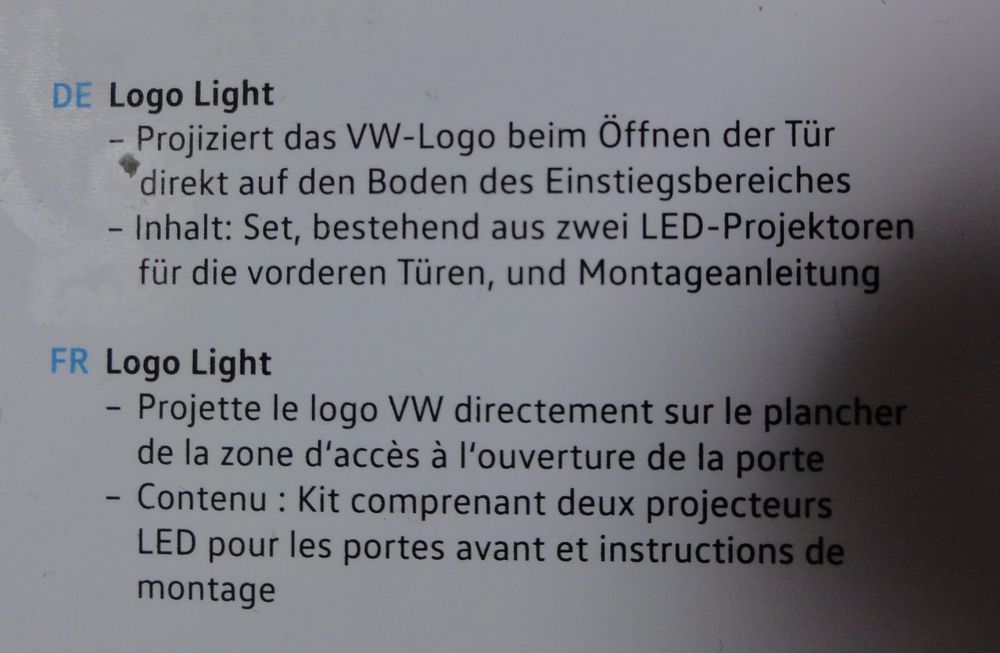VW Original LED Türverkleidung Logoleuchten Set
