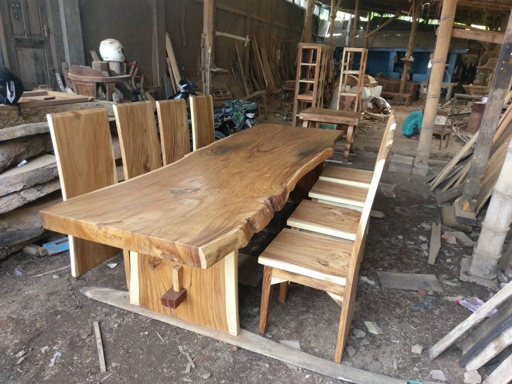 Set di tavolo e panche: Garnitur Sitzgruppe Tisch Stuhl Baumscheibentisch Suar Holz – Nuovo e nell'imballaggio originale da Daisendorf venduto da Wohn-Kult 5