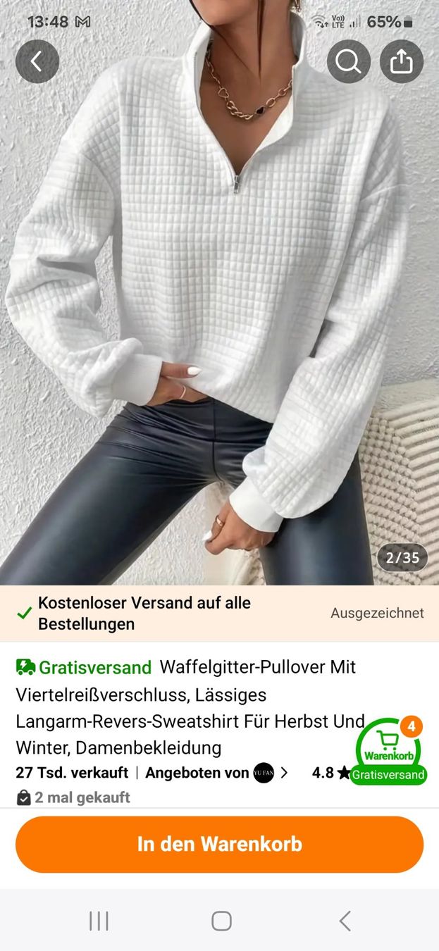 Maglioni & Felpe: Lässiges Langarm-Revers-Sweatshirt  Gr.M – Nuovo (secondo la descrizione) da Rickenbach b. Wil venduto da cornetta 5