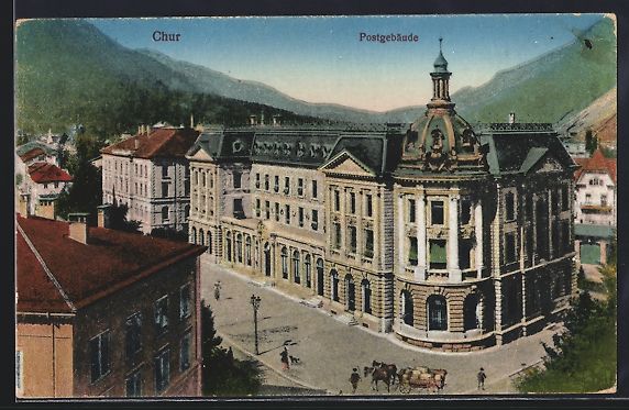 Cartoline postali: AK Chur, Strasse mit Postgebäude, 1926 – Usato da Berlin venduto da bartko-reher