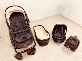 Complet Set Kinderwagen + Babybett + Kinderstuhl + Base