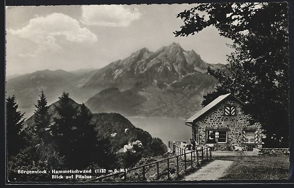 Cartoline postali: Bürgenstock-Hammetschwand, Cafe mit Bli – Usato da Berlin venduto da bartko-reher