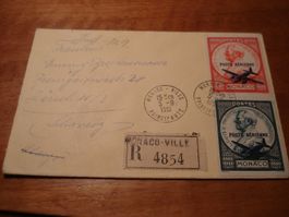 R-Flugbrief 1951 Monaco-Schweiz, Marken mit Überdruck, gelau