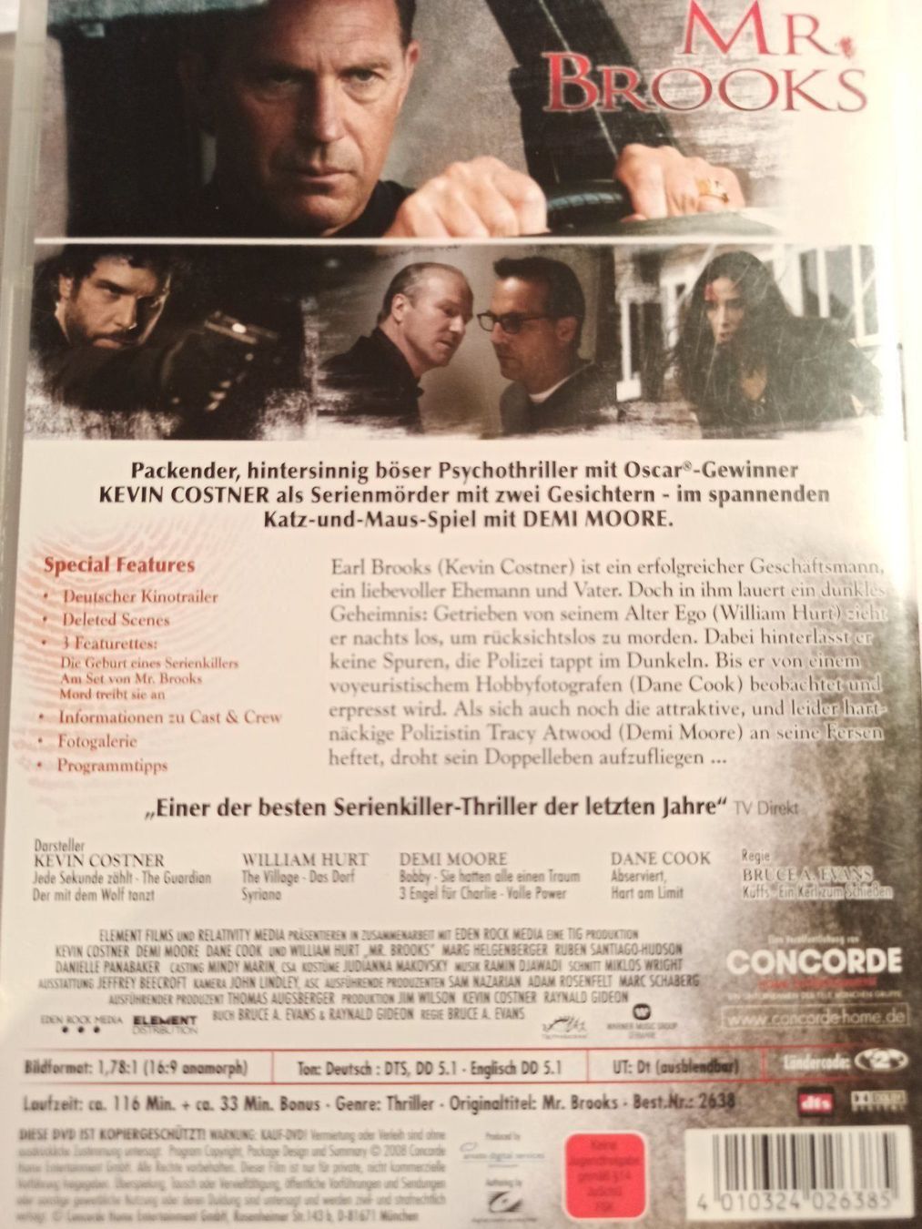 Tous les DVDs: Mr. Brooks: Der Mörder in Dir – D'occasion à Dübendorf par kb86_MOVIE 1