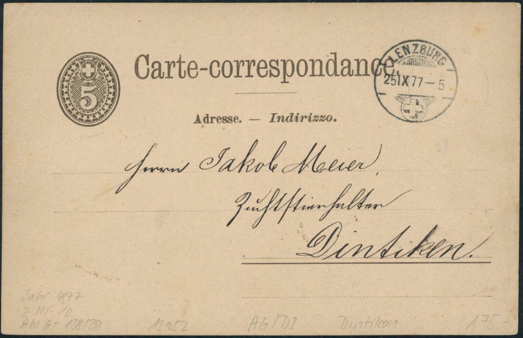 Alle Briefmarken: AG Dintikon - Zwergstempel - Karte – Gebraucht aus Schindellegi von leecollect 1