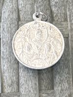 Anhänger mit Heiligenabbildung Vintage Schmuck Silber Unbeka